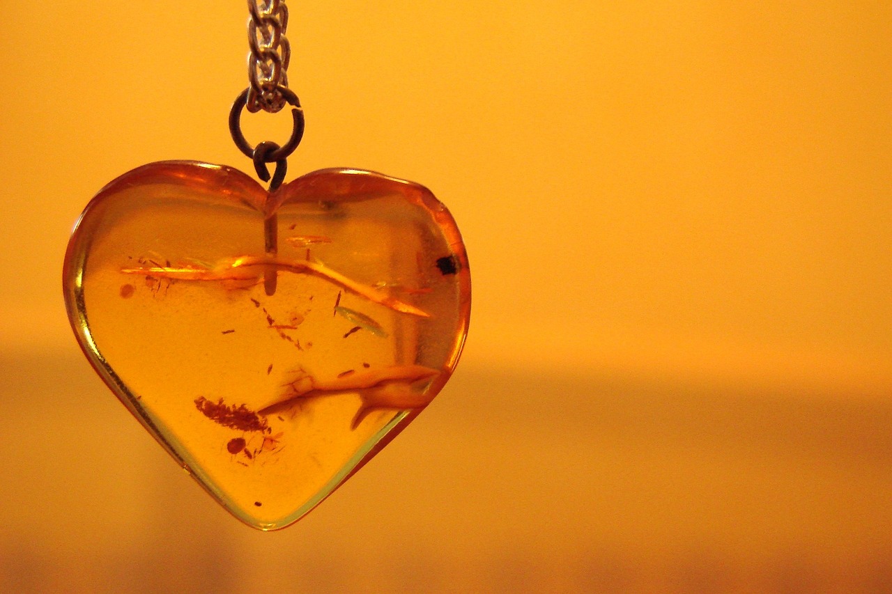 heart, amber, pendant
